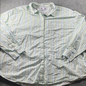 Old Navy Light Green Striped Button-Down Shirt